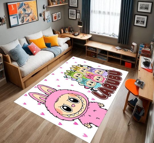 Labubu rug, Labubu play rug, Anti-allergic, Bamboo Area rug, The best gift for your child