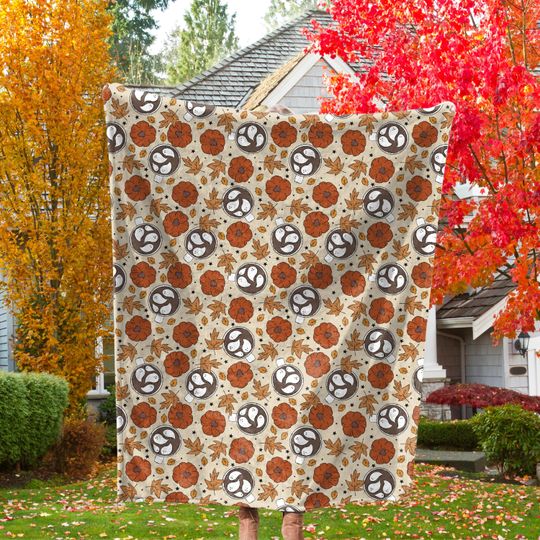 Spooky Cute Fall Throw Blanket with Pumpkins and Ghosts – Halloween Home Decor