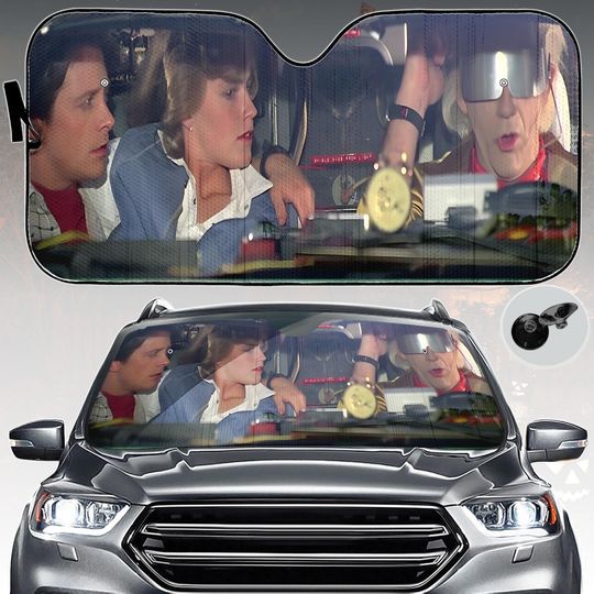 Back To The Future Car Sunshade, Delorean Time Machine Windshield Cover, Retro Movie Auto Accessory, Movie Lover Car Cover
