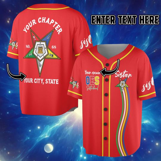 OES Sistar 3D Baseball Jersey, Custom Name OES Masonic Lodge Jersey Shirt