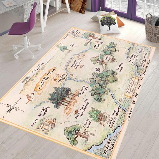 Winnie The Pooh Map Rug,Winnie The Pooh Rug,100Acre Wood Map Rug