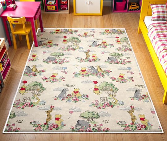 Winnie The Pooh Area Rug, Woodland Round Rug, Pooh Floor Carpet