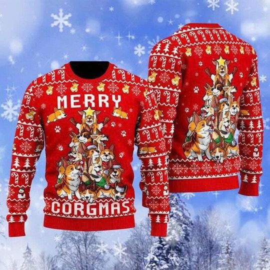 Funny Dog Ugly Sweater, Funny Merry Christmas Ugly Sweater, Perfect Gift For Dog Lovers, Friends, Family