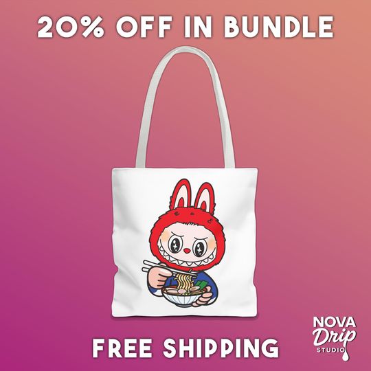 Cute Labubu Kawaii Ramen Tote Bag - Anime & Japanese Style Canvas Bag