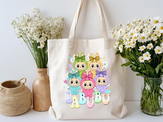 Labubu Tote bag,Cute Tote Bag, Cute Spooky Kid Tote Bag ,Adult Tote Bag, Groceries Books Tote Bag