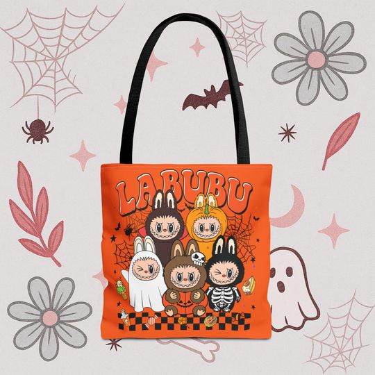 Cute Labubu Halloween Tote Bag - Spooky Trick or Treat Bag for Kids & Adults