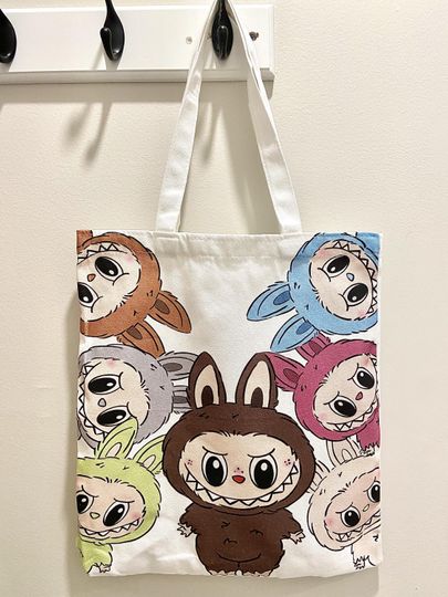 Cute Labubu Canvas Tote Bag - Kawaii Gift for Fans & Collectors