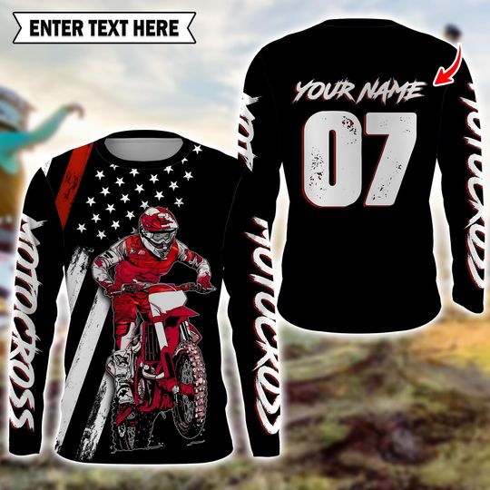 Custom Motocross Jersey for Adults, Dirt Bike Racing Long Sleeve Shirt