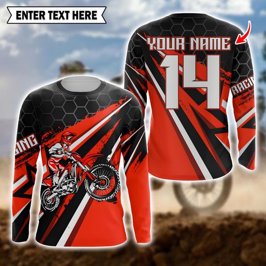 Custom Dirt Bike Jersey, Red Motocross Shirt for Men & Women
