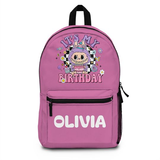Personalized Labubu It's My Birthday  Backpack, Colorful Labubu School Bag, Birthday Gift for Kids