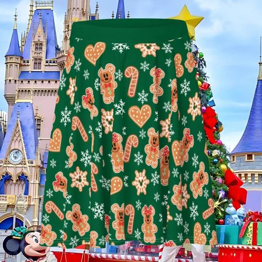 2025 Christmas Skirt, Gingerbread Skirt, Women's Skater Skirt, Jollywood Holiday Dress