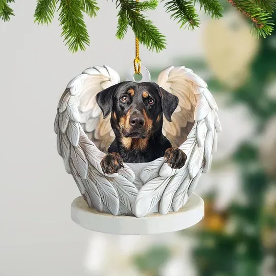 Beauceron Dog Angel Wings Ornament, Beauceron Dog Christmas Ornament, Beauceron Dog Car Ornament, Beauceron Dog Xmas Gift