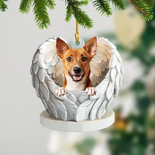 Basenji Dog Angel Wings Ornament, Basenji Dog Christmas Ornament, Basenji Dog Car Ornament, Basenji Dog Lovers Xmas Gift