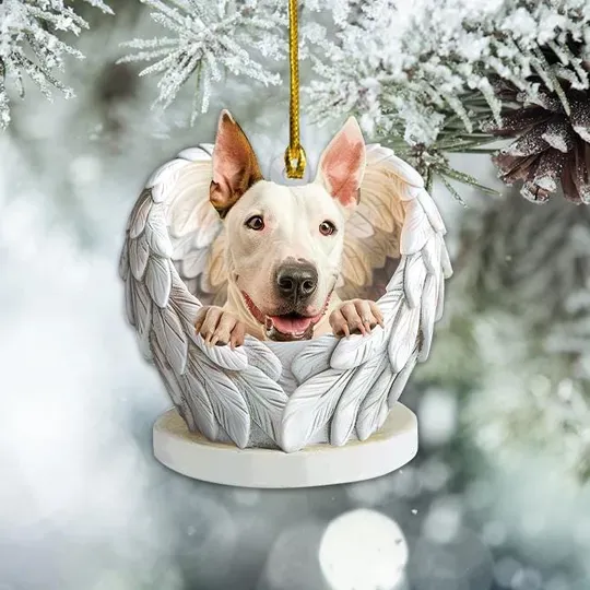Bull Terrier Dog Angel Wings Ornament, Bull Terrier Dog Christmas Ornament, Bull Terrier Dog Car Ornament, Dog Xmas Gift