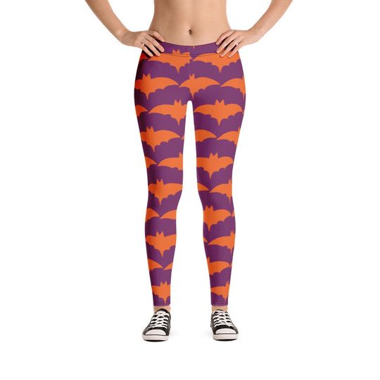 Women's Halloween Bat Leggings, Spooky Season Athletic Leggings