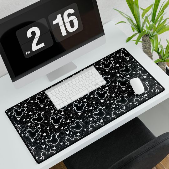 Mouse Inspired Desk Mat / Mouse Ears / Stars / Office Supplies / Computer Desk Pad