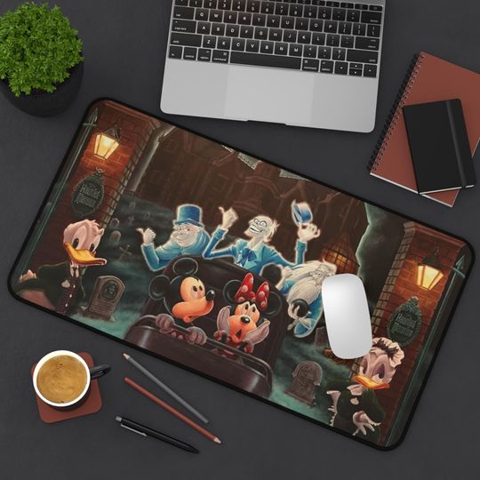 Disney Halloween Themed Desk Mat, Haunted House Spooky Decor, Gamer Mat, Gift for Fans