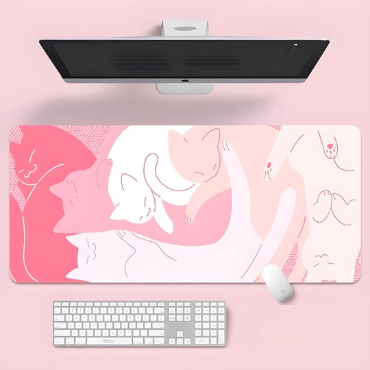Large Cute Cat Laptop computer desk mat mouse pad, mouse mat, mousepad