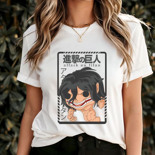 AO Titan Shirt or Sweatshirt Eren Yeager Titan Chibi Anime Merch