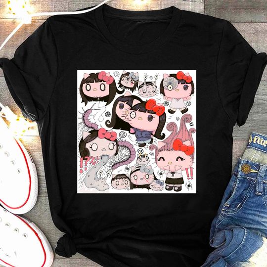 Cute JunIto Cats Shirt, Tomie Horror Cat TShirt, Uzumaki Anime Kitten Gift