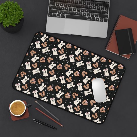 Cute Ghosts and Pumpkins Halloween Desk Mat, Home Office Decor