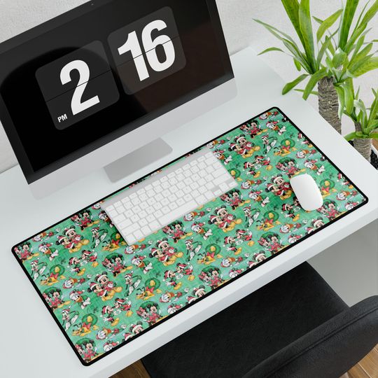 Disney Mickey Mouse Inspired Desk Mat - Festive Christmas Holiday Design, Cute Fun
