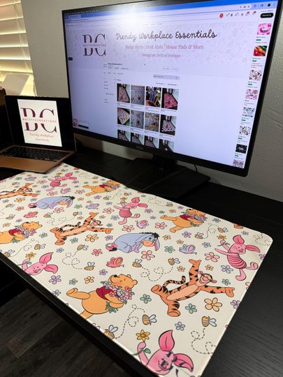Hundred Acre Spring Desk Mat, Pastel Winnie-Inspired Mouse Pad