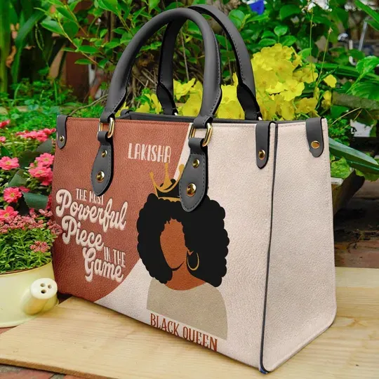 Personalized Leather Handbag For African American Women, Be A Black Queen Motivational Bag For Black Girl, Tote Bag Gift Christian