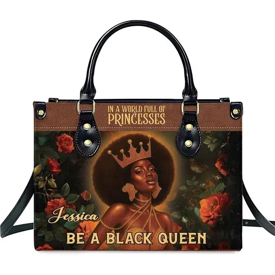 Personalized Leather Handbag For African American Women, Be A Black Queen Motivational Bag For Black Girl, Tote Bag Gift Christian