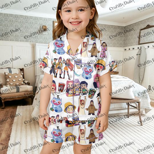 Cute Kpop Demon Hunters Huntrix Kids and Youth Pajama Set, Rumi Zoey Mira  K-pop Demon Hunters Pajama Set, Pjs Set For Kids