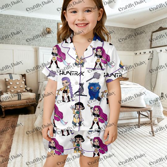 Kpop Demon Hunters Huntrix Kids and Youth Pajama Set, Rumi Zoey Mira Jinu K-pop Demon Hunters, Huntrix Saja Boys Pajama Set, Pjs Set
