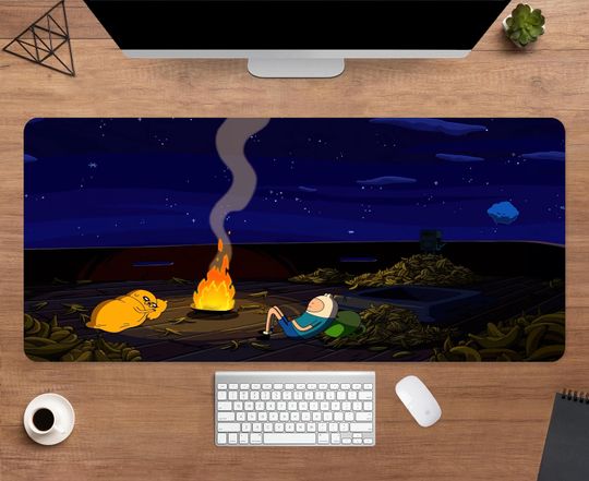 Adventure Time Desk Mat | Jake and Finn Mouse Pad | Large Desk Pad | TV Show Desk Decor