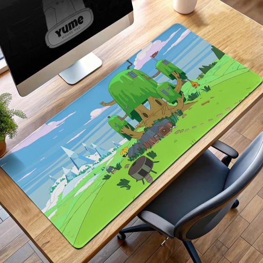 Adventure Time Tree Fort Mouse Pad  Finn & Jakes Home, Ice Kingdom View, Cartoon Desk Mat