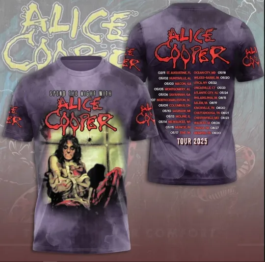 Alice Cooper Tour 2025 Too Close For Comfort Tour 3D T-Shirt