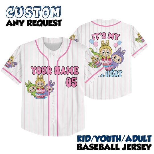 Personalized Labubu Baseball Jersey - Custom Name Family Matching Outfit