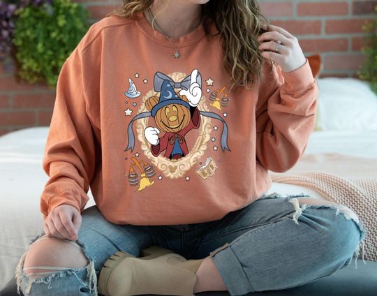 Coquette Disney Fantasia Halloween Sweatshirt, Mickey Pumpkin Vintage Hoodie