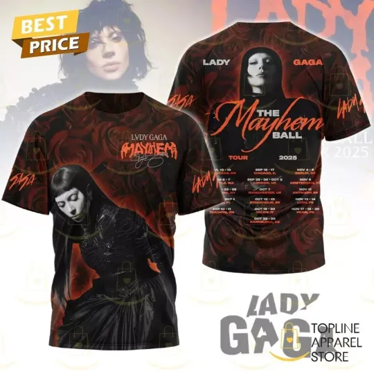 Ld ga The Mayhem Ball 2025 Tour 3D T-Shirt