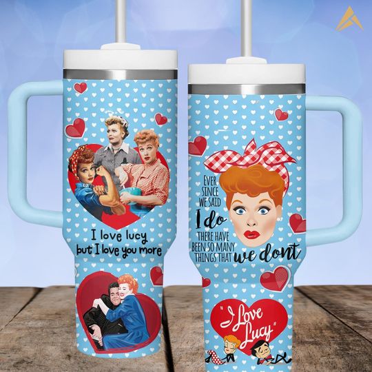 I Love Lucy 40oz Tumbler, Classic TV Show Stainless Steel Tumbler, Vintage Sitcom Drinkware Tumbler, Lucy Ricardo Tumbler For Fan