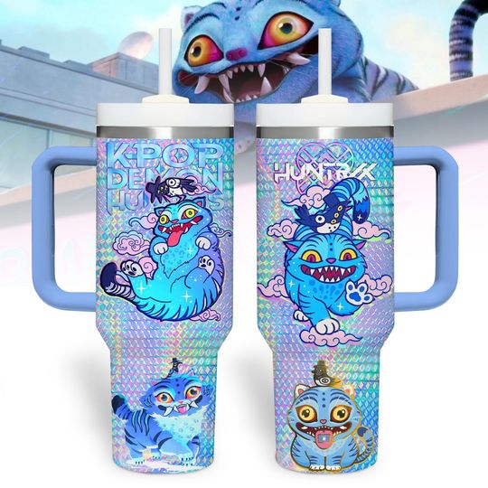 Huntrix Kpop Demon Hunters Coffee Tumbler 40Oz, Derpy Tiger  Stainless Tumbler, Kpop Huntrix Insulated Tumbler, Saja Boys Fans Gift