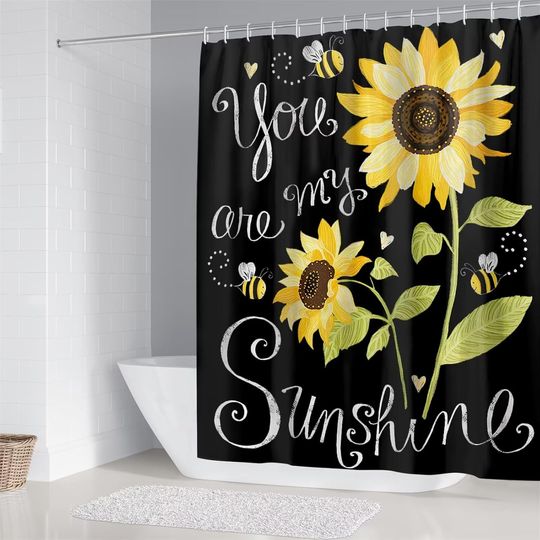 AZHM Sunflower Bathroom Sets Decor with Rugs You are My Sunshine Shower Curtain Sets