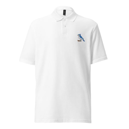 Blue Jay Embroidered Unisex Pique Polo Shirt - Casual Wear for Men & Women