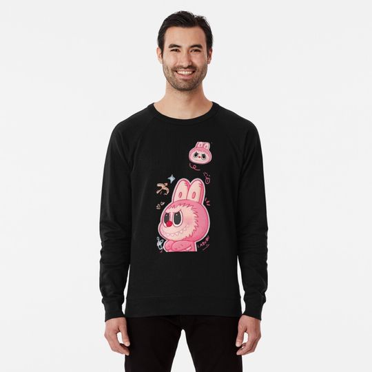 Labubu - Monstre Kawaii Macaron Rose Lightweight Sweatshirt