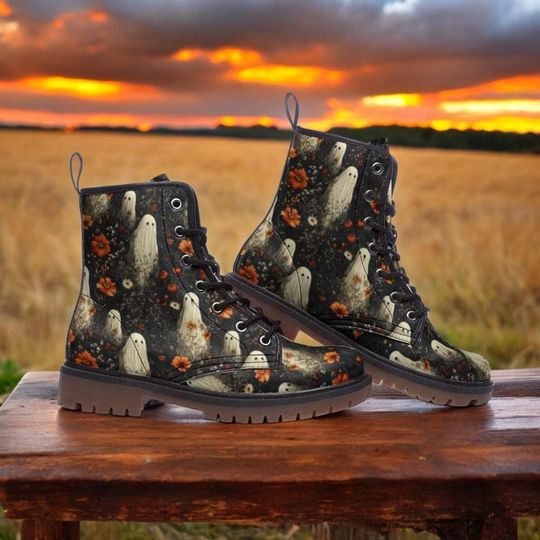 Cottage Goth Ghost Garden Vegan Boots –Leather Boots