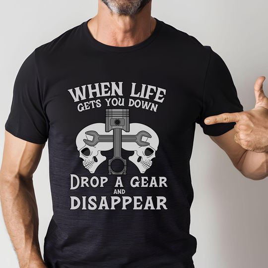 Motorcycle Skull and Piston Biker T-Shirt Gift for Boyfriend | Girlfriend | Husband | Wife | Dad | Mom | Friend | Sister | Brother | Rider