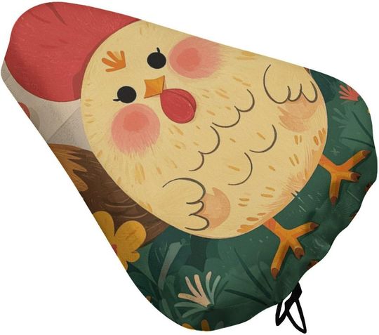 Cute Rooster Chickens Bicycle Saddle Covers Dustproof Protectors for Mountain Road Cycling