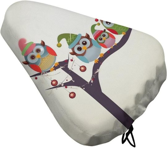 Cute Christmas Owls on Branch Bicycle Saddle Covers Dustproof Bikes Seats