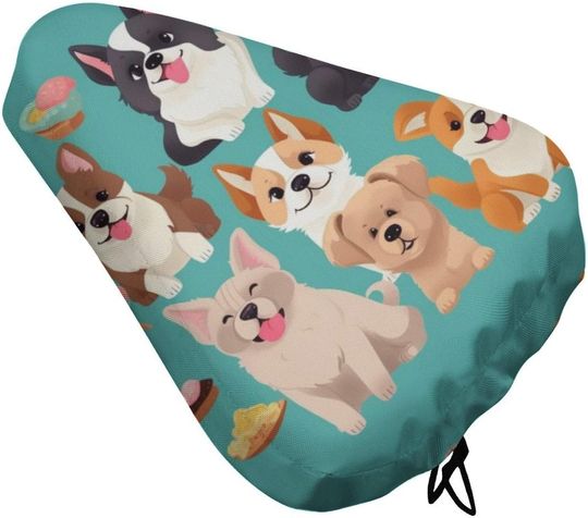 Cute Dogs Bicycle Saddle Covers Dustproof Bikes Seats Protectors for Mountain Road Cycling