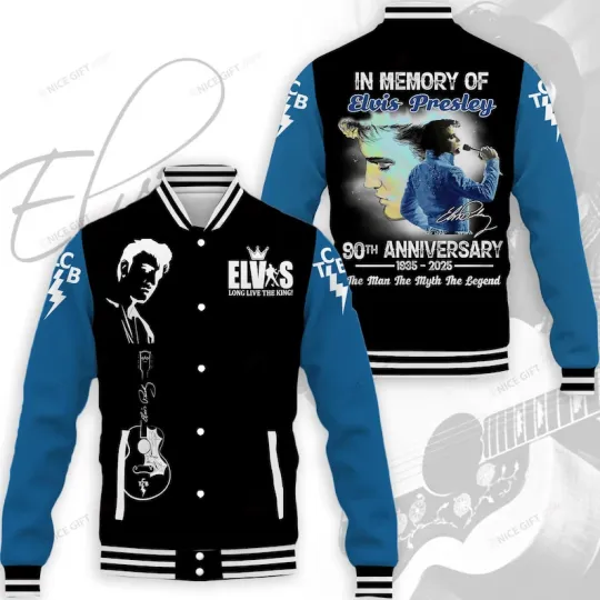 Elvis Presley Baseball Jacket, Elvis The King Of Rock Jacket
