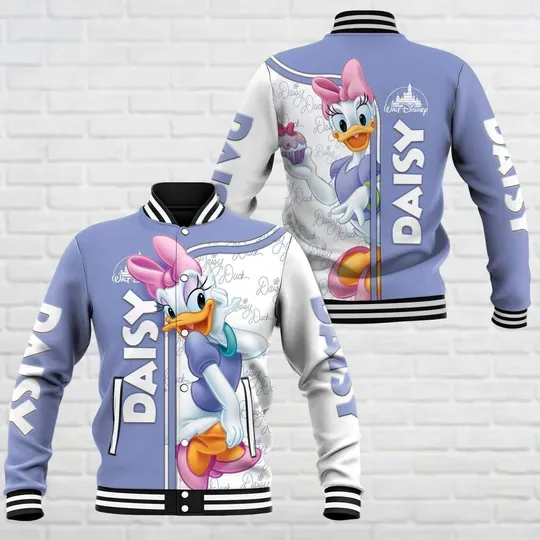 Daisy Duck Baseball Jacket, Disney Duck Jacket Men, Disney Mens Jacket, Disney Bestie Gift, Magic Kingdom Shirt, Friends Gift