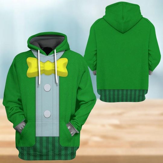 Luigi Green Costume Hoodie, Cartoon Character Sweatshirt, Super Mario Cosplay 3D Hoodie